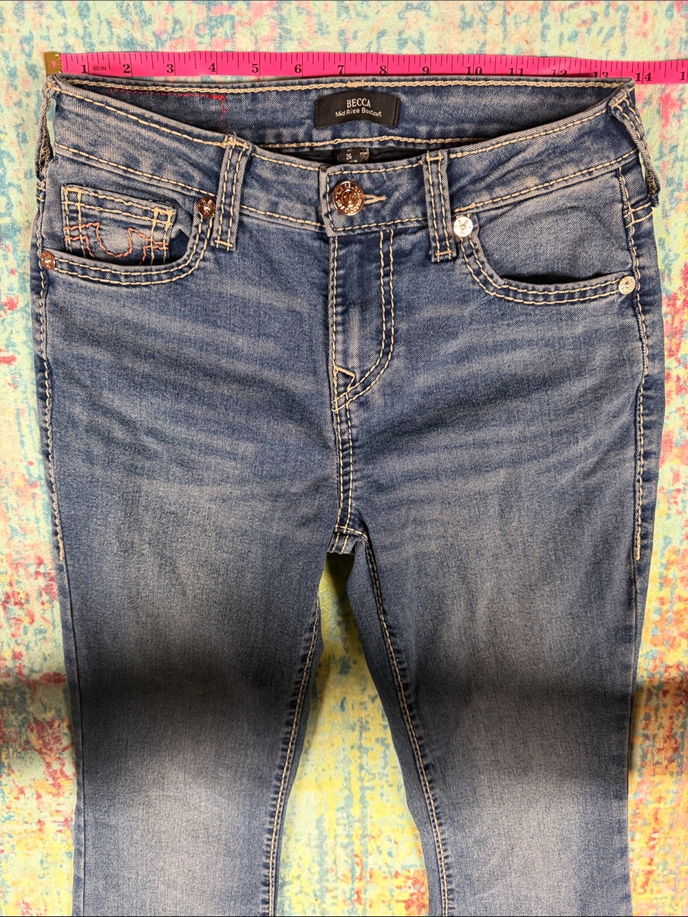💜True Religion Women's Dark Blue Flare Jeans - Picture 4 of 6